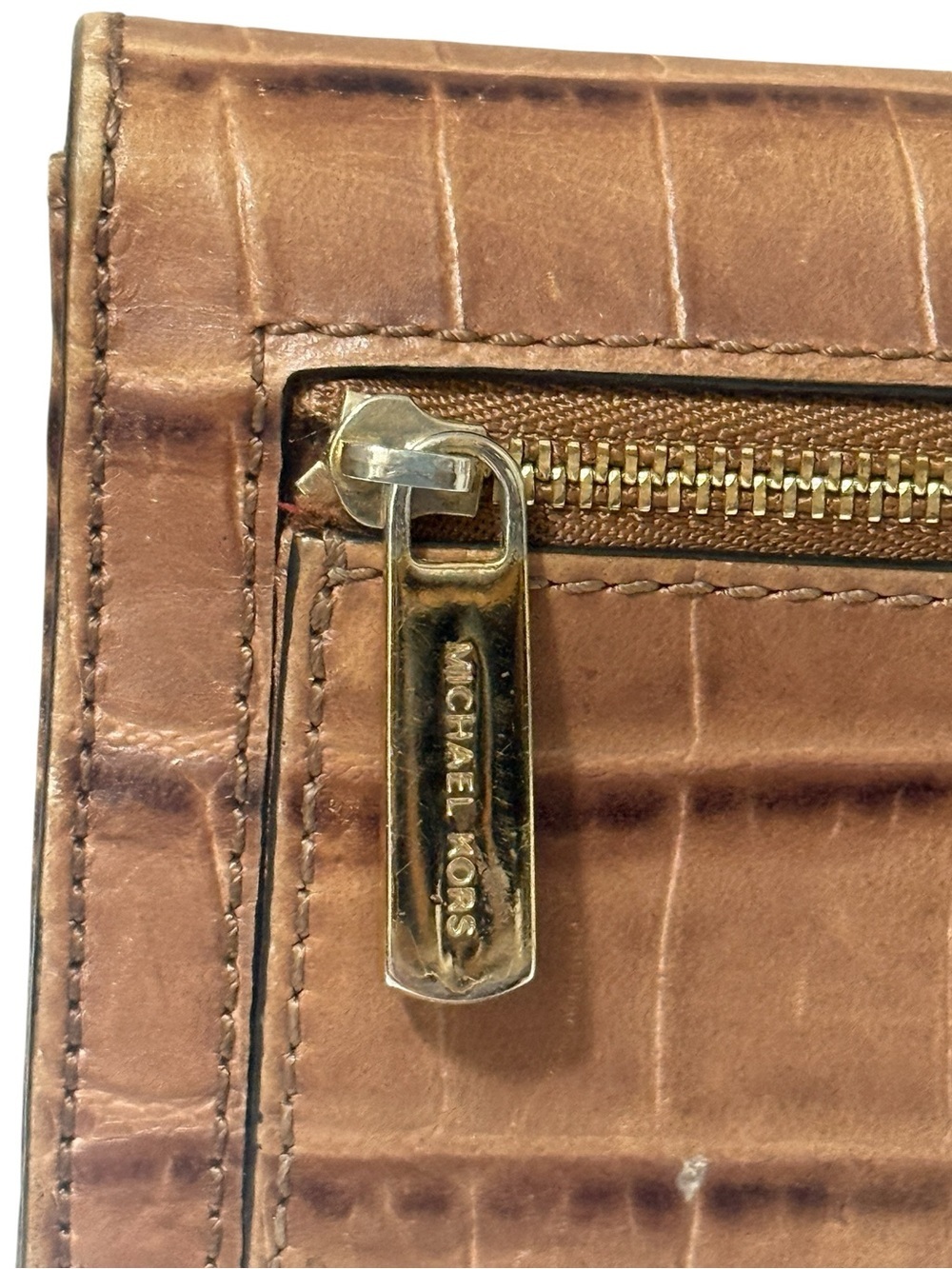 Michael Kors Brown Croc-Embossed Leather Wallet in good condition - Picture 5 of 16